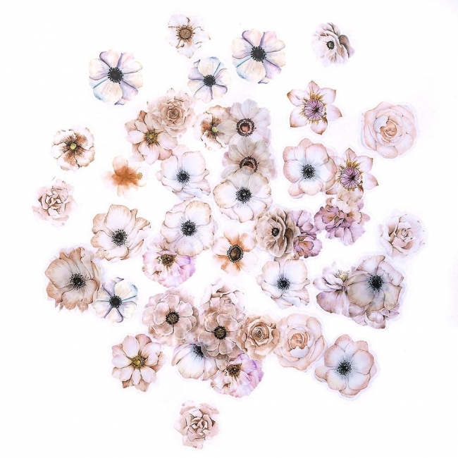Naklejki PET pastelowe kwiaty 50szt
