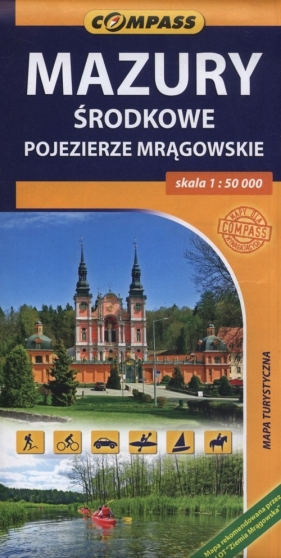 Mazury środkowe Pojezierze Mrągowskie Mapa turystyczna 1:50 000