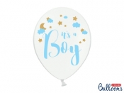 Balon gumowy Partydeco gumowy z nadrukiem Its a Boy błękitno-złoty 30 cm/6 sztuk pastelowy 6 szt biały 300 mm (5902230764354)