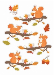 Dekoracje jesienne - Wiewiórki na gałęzi 8szt