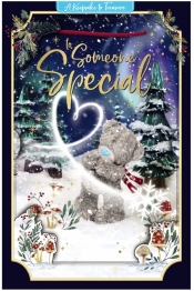 Kartka świąteczna 3D - Miś z białym sercem