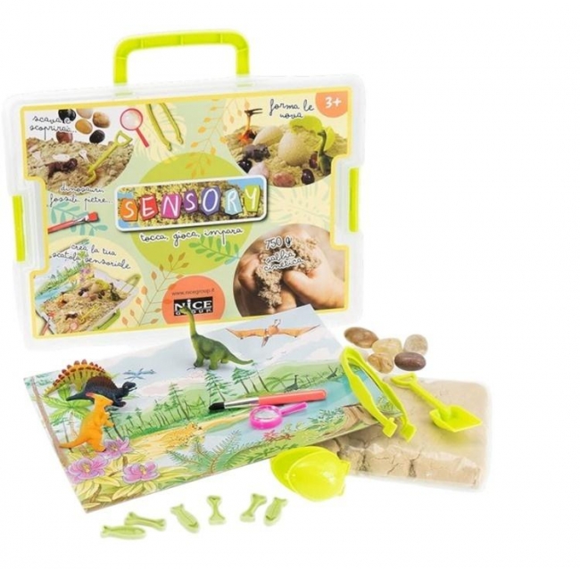 Piasek kinetyczny w skrzynce Sensory Dinozaury