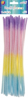 Druciki pluszowe tęczowe 6mmx30cm 40szt