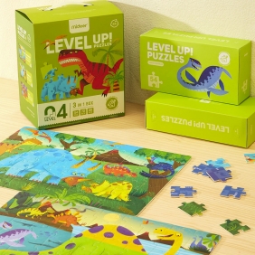 LEVEL UP! Zestaw dziecięcych puzzli dla zaawansowanych - Dinozaury 3w1