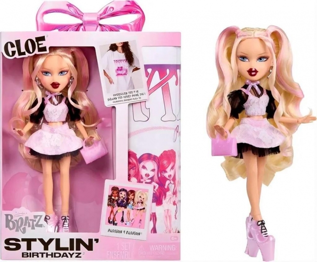<img src='https://webimage.pl/pics/356/6/d0035051596011.jpg' style='height:440px' /> Bratz Stylin Birthdayz Doll - Cloe + T-Shirt