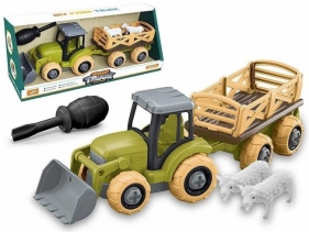 Traktor do skręcania z przyczepą 30x9x11,5cm