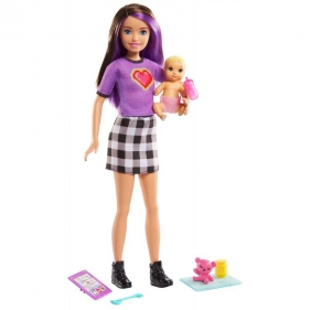 Barbie Skipper: lalka opiekunka dziecięca z bobasem + akcesoria (GRP10/GRP11)