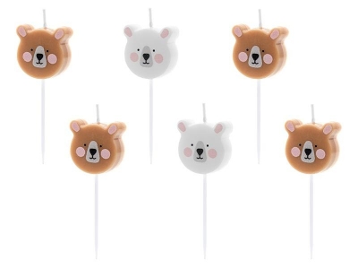 Świeczki urodzinowe Miś mix 3cm 6szt