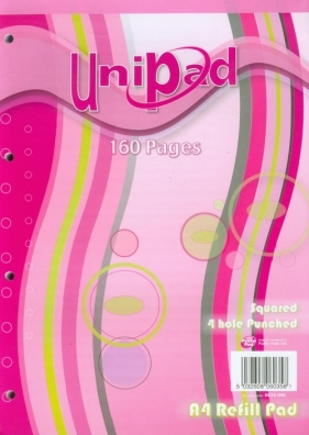 Notatnik klejony A4 Pukka Pad Unipad 160 stron w kratkę różowy