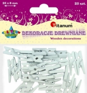Spinacz drewniany 25x8mm a"25szt.biały C293
