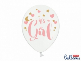 Balon gumowy Partydeco gumowy z nadrukiem Its a Girl różowo-złoty 30 cm