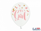 Balon gumowy Partydeco gumowy z nadrukiem Its a Girl różowo-złoty 30 cm