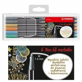 Flamastry Pen metaliczne 6 kolorów + etui