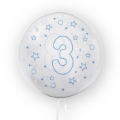 Tuban, Balon 45cm cyfra 3 - Gwiazdki, niebieski (TB 3636)