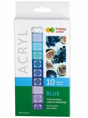 Farba akrylowa Happy Color, 10 odcieni niebieskiego x 12ml (441022)