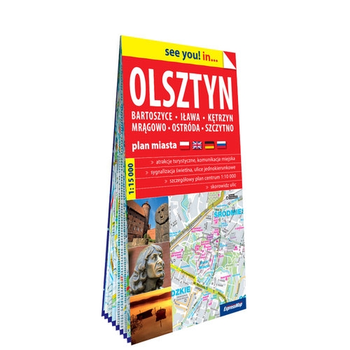Olsztyn, Bartoszyce, Iława, Kętrzyn, Mrągowo, Ostróda, Szczytno - papierowy plan miasta 1:15 000