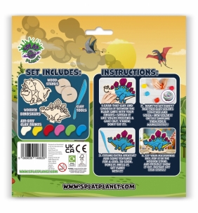 Zestaw do kolorowania plasteliną na drewnie - dinozaury