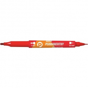 Marker permanentny Tetis dwustronny, 12 szt. - czerwony (KM501-C2)
