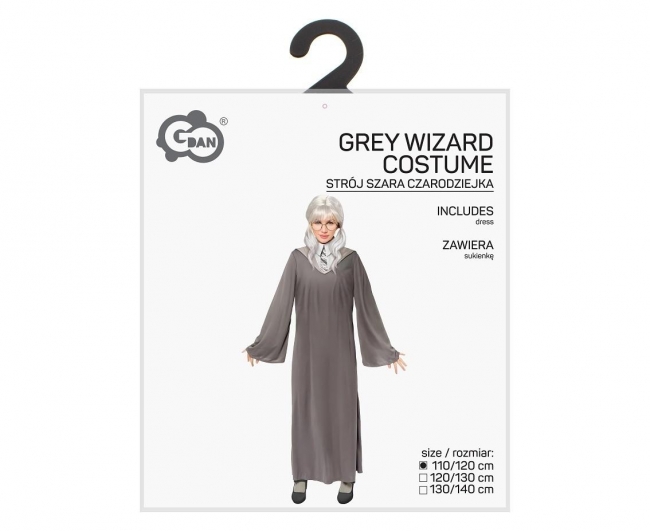 <img src='https://webimage.pl/pics/364/6/d5906639416364.jpg' style='height:440px' /> Strój dla dzieci Szara Czarodziejka 110/120cm
