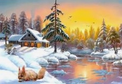 <img src='https://webimage.pl/pics/364/7/d5906196007364.jpg' style='height:440px' /> DIAMENTOWA MOZAIKA ZIMA DOM NAD JEZIOREM Z WIEWIÓRKĄ NO-2000736
