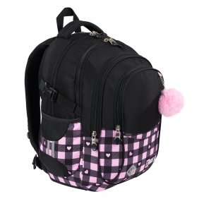 Plecak 4 komorowy 17" - Pink Checkered