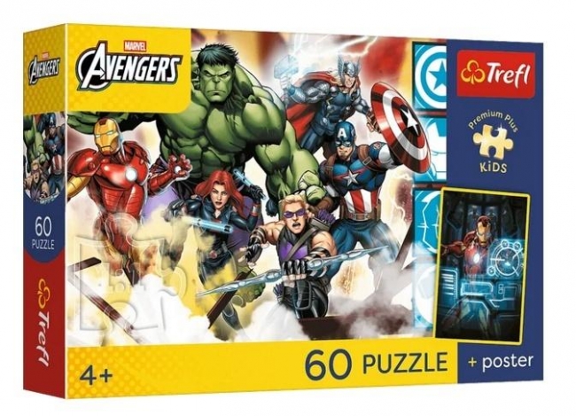 <img src='https://webimage.pl/pics/366/4/d5900511174366.jpg' style='height:440px' /> Puzzle 60 Avengers + plakat TREFL