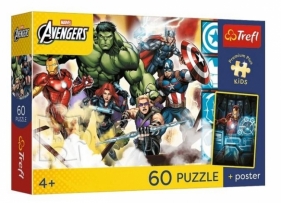 Puzzle 60 Avengers + plakat TREFL