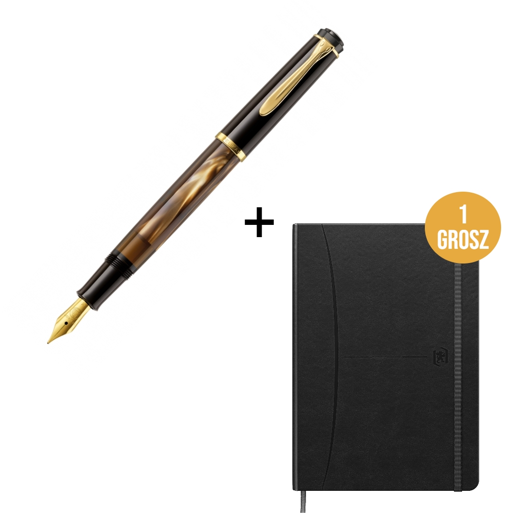 <img src='https://webimage.pl/pics/367/0/d1000000000367.png' style='height:440px' /> Zestaw: Pióro wieczne Pelikan Classic Marble M200/F - brązowe + Notatnik Oxford Signature A5/80K