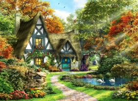 Puzzle 2000: Piękna chatka jesienną porą (3936)
