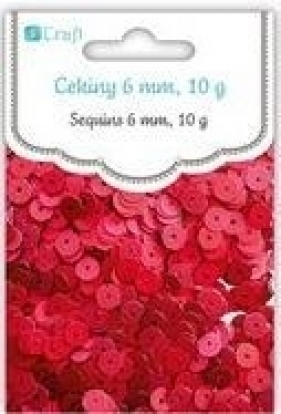 CEKINY OKRAGLE PLASKIE 6MM 10G CZERWONE METALICZNE BPZ-DP CR - DPCE-045