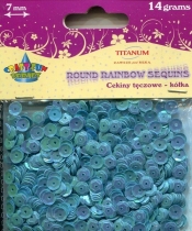 Cekiny tęczowe kółka niebieskie 7mm/14g