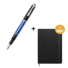 Zestaw: Pióro wieczne Pelikan Classic Marble M205/F - niebieskie + Notatnik Oxford Signature A5/80K