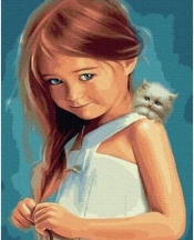 Malowanie po numerach - Dziewczynka i kotek 40x50