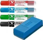 Markery suchościerale z wymiennym wkładem + gąbka V-Board Master (PIWBMA-VBM-S4)