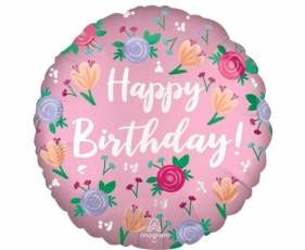 Balon foliowy Happy Birthday Peony 46cm