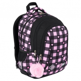 Plecak 3 komorowy 15" - Pink Checkered