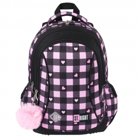 Plecak 3 komorowy 15" - Pink Checkered