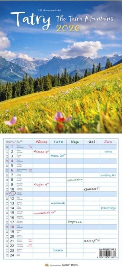 <img src='https://webimage.pl/pics/375/3/d5908224423375.jpg' style='height:440px' /> Kalendarz 2026 wieloplanszowy wąski - Tatry