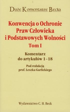 Konwencja o ochronie praw człowieka i Podstawowych Wolności Tom 1 - <br />