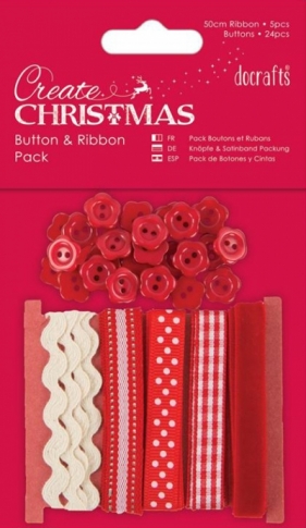 Zestaw guzików i tasiemek papermania red PMA-354803