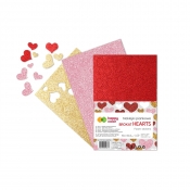 Naklejki Serca brokatowe A5, 3 ark