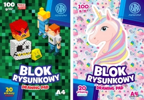 Blok rysunkowy biały Astrapap A4/20 ark "Pixel&Unicorn", 10 sztuk