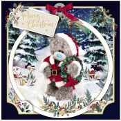 Kartka świąteczna 3D - Miś w stroju Świętego Mikołaja