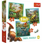 Puzzle 3w1: Niezwykły świat dinozaurów (34837) (Uszkodzone opakowanie)