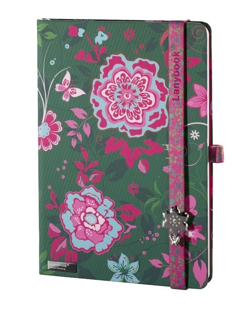 Notes A6 Lanybook Flowers Beauty w kratkę zielony