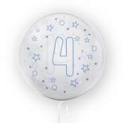 Balon Tuban 45cm cyfra 4 - Gwiazdki, niebieski (TB 3637)
