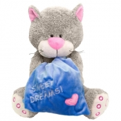 Kot z poduszką 30cm niebieski