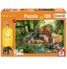 Puzzle 100: Stacja badawcza + 2 figurki Schleich