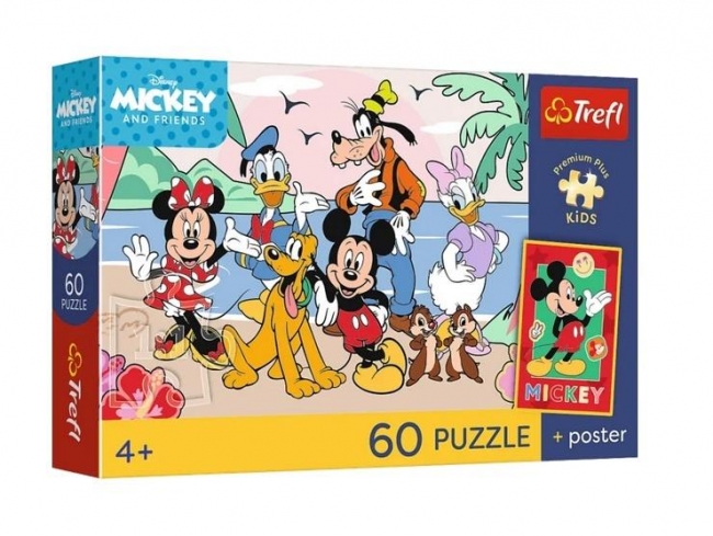 <img src='https://webimage.pl/pics/380/4/d5900511174380.jpg' style='height:440px' /> Puzzle 60 Mickey and Friends + plakat TREFL