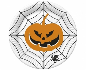Talerzyki pap. Halloween Dynia pajęczyna 18cm 8szt